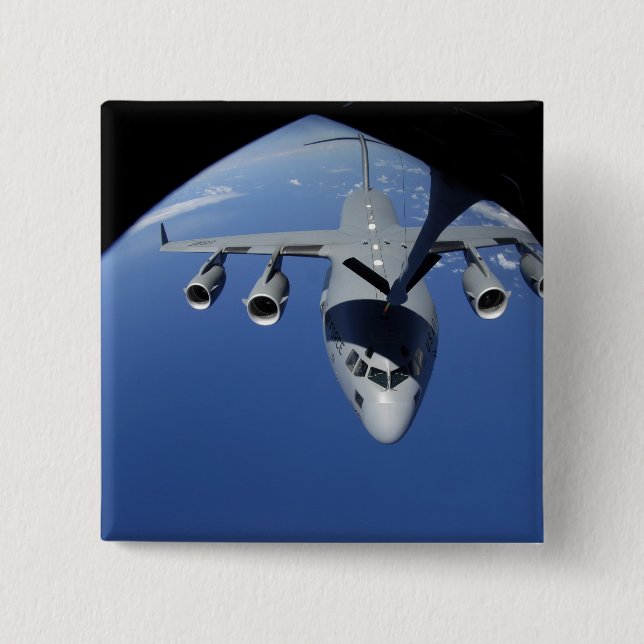 Bóton Quadrado 5.08cm A C-17 Globemaster III recebe combustível 2 (Frente)