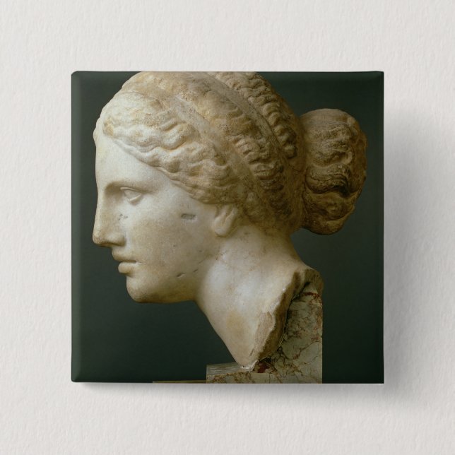 Bóton Quadrado 5.08cm A cabeça de Kauffmann, romana (mármore) (Frente)