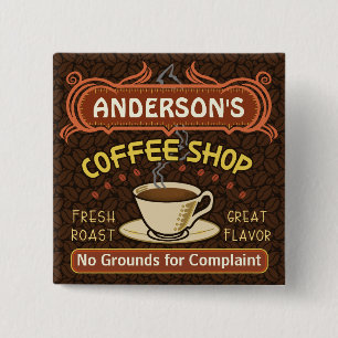 Bóton Quadrado 5.08cm A cafetaria com a caneca cria seus próprios