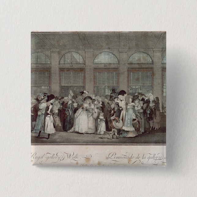 Bóton Quadrado 5.08cm A caminhada da galeria do Palais Royal, 1787 (Frente)