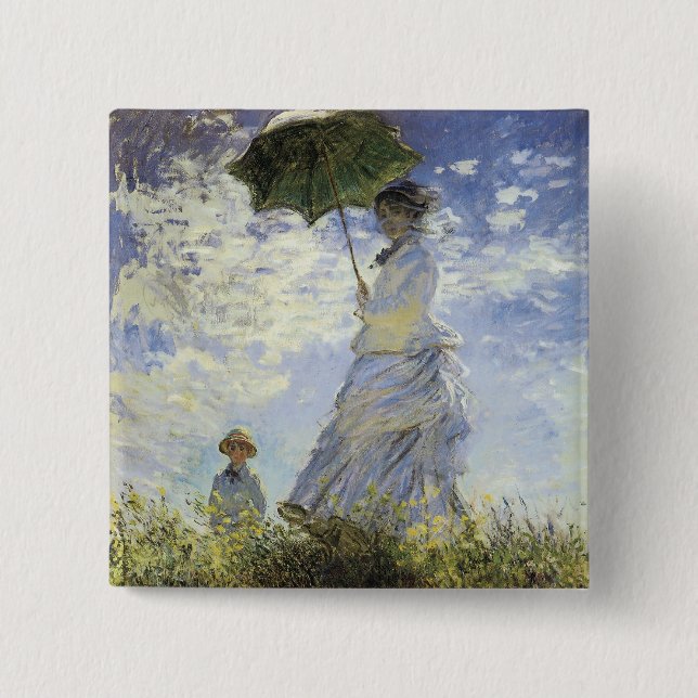 Bóton Quadrado 5.08cm A Caminhada, Senhora com Parasol (Frente)