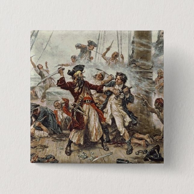 Bóton Quadrado 5.08cm A captação de Blackbeard (Frente)