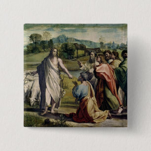 Bóton Quadrado 5.08cm A carga do cristo a St Peter (desenhos animados