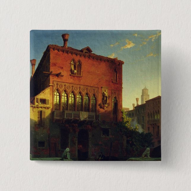 Bóton Quadrado 5.08cm A casa de Othello, Moore em Veneza, 1856 (Frente)