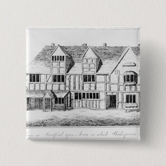 Bóton Quadrado 5.08cm A casa em Stratford-em cima-Avon (Frente)