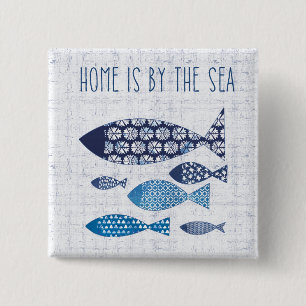 Bóton Quadrado 5.08cm A casa litoral da arte é pelo mar