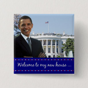 Bóton Quadrado 5.08cm A casa nova de Obama - botão quadrado