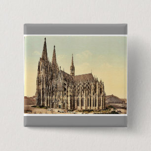 Bóton Quadrado 5.08cm A catedral, lado, água de Colônia, o Rhine,