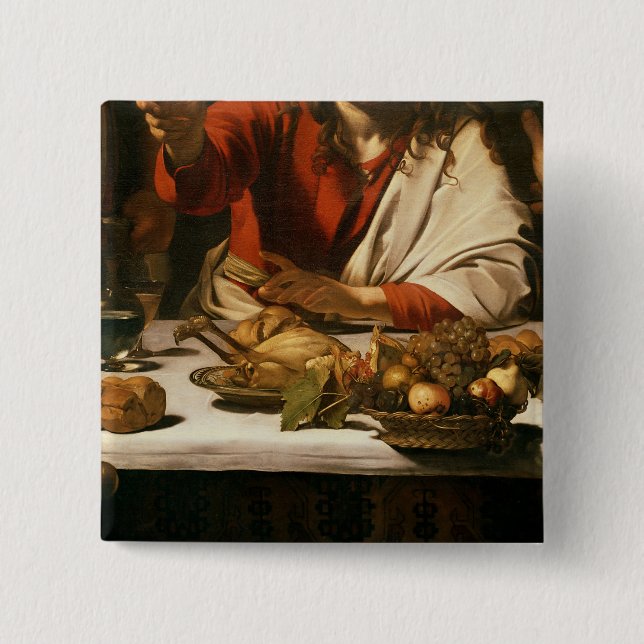 Bóton Quadrado 5.08cm A ceia em Emmaus, 1601 (Frente)