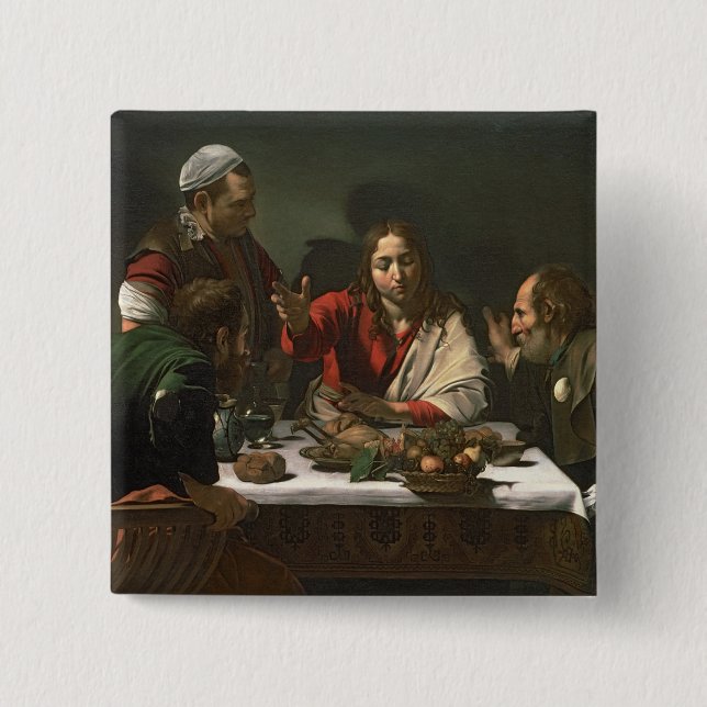 Bóton Quadrado 5.08cm A ceia em Emmaus, 1601 2 (Frente)