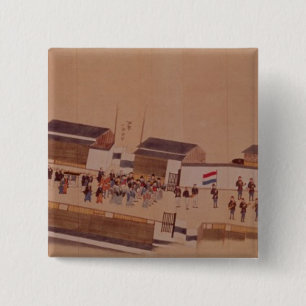 Bóton Quadrado 5.08cm A chegada do Dutch em Japão, século XVIII