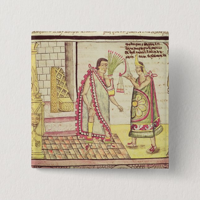 Bóton Quadrado 5.08cm A coroação de Montezuma II (Frente)