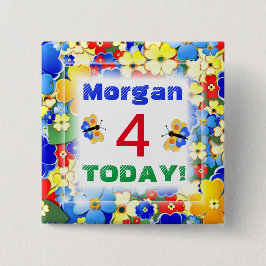 Bóton Quadrado 5.08cm A Deco de Arte em Bonito Flói a Idade Personalizáv