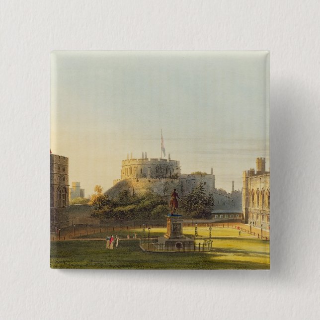 Bóton Quadrado 5.08cm A divisão superior, castelo de Windsor, 'de real (Frente)