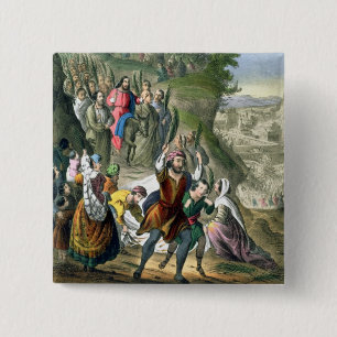 Bóton Quadrado 5.08cm A entrada triunfal do cristo em Jerusalem, de um