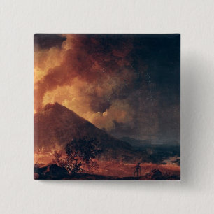 Bóton Quadrado 5.08cm A erupção do Monte Vesúvio em 1771