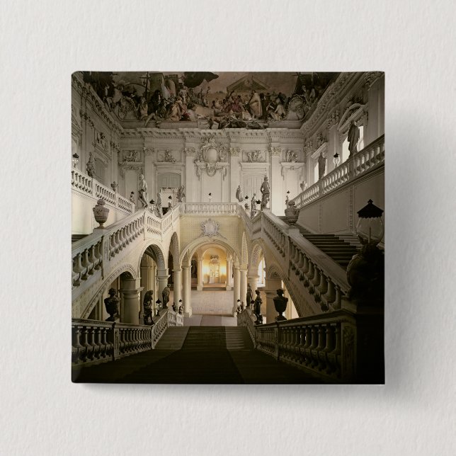 Bóton Quadrado 5.08cm A escadaria, construída 1719-44 (Frente)