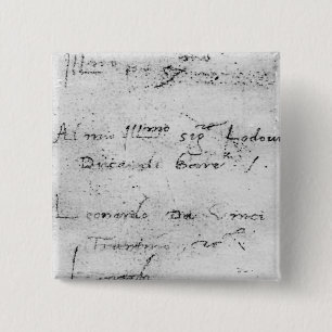 Bóton Quadrado 5.08cm A escrita de Leonardo da Vinci