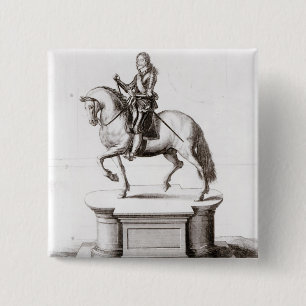 Bóton Quadrado 5.08cm A estátua do rei Charles na cruz de Charing
