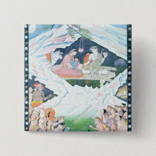 Bóton Quadrado 5.08cm A família santamente de Shiva e de Parvati