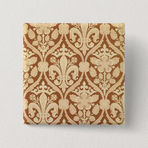 Bóton Quadrado 5.08cm A "flor de lis", papel de parede da reprodução