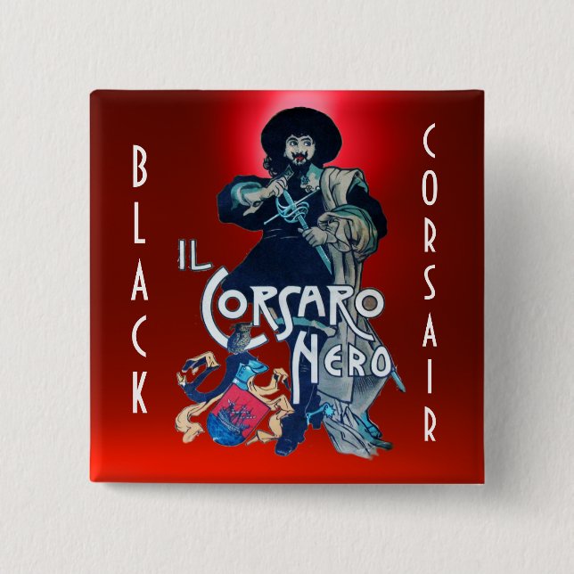 Bóton Quadrado 5.08cm A GEM PRETA CORSAIR é vermelha (Frente)
