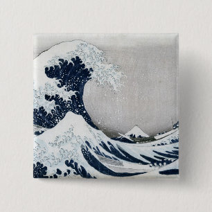 Bóton Quadrado 5.08cm A grande onda fora de Kanagawa