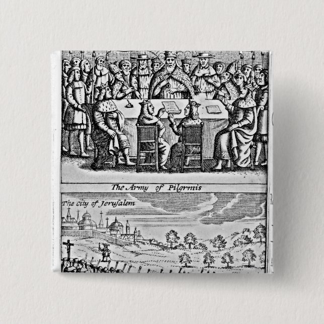 Bóton Quadrado 5.08cm A história da Guerra Santa: (Frente)