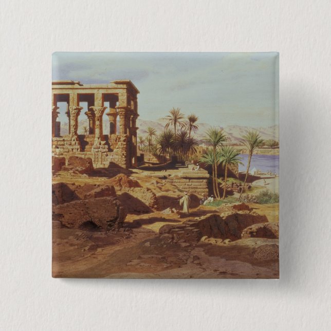 Bóton Quadrado 5.08cm A ilha de Philae, 1866 (w/c) (Frente)