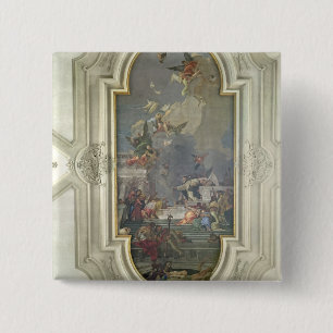 Bóton Quadrado 5.08cm A instituição do rosário por St Dominic (fres
