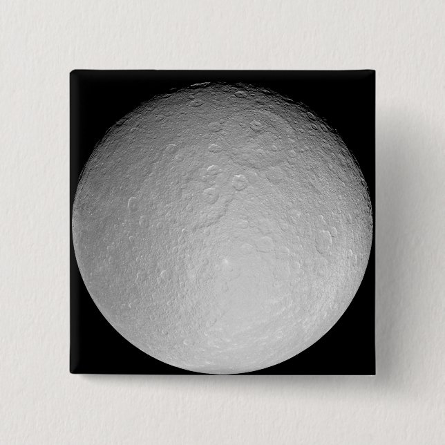 Bóton Quadrado 5.08cm A lua gelada de Saturno Rhea (Frente)