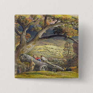 Bóton Quadrado 5.08cm A madeira Wain, c.1833-34 (w/c & gouache no papel