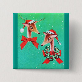 Bóton Quadrado 5.08cm A maioria de cervos bonitos do natal vintage