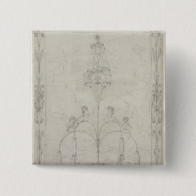 Bóton Quadrado 5.08cm A manhã, 1803 (Frente)