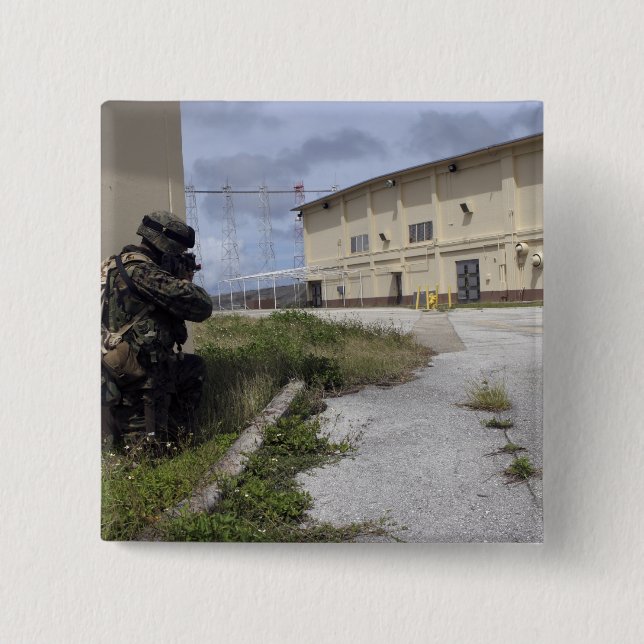 Bóton Quadrado 5.08cm A Marinha posta a segurança (Frente)