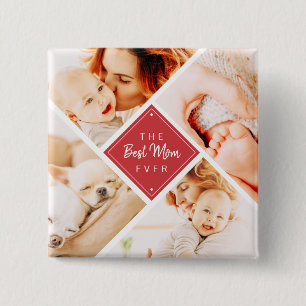 Bóton Quadrado 5.08cm A Melhor Mãe Já Teve Fotos Personalizadas Modern