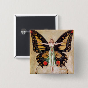 Bóton Quadrado 5.08cm A Metamorfose da Garota Flapper em Borboleta 1922