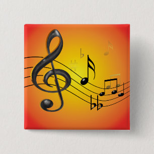 Bóton Quadrado 5.08cm A música nota o botão