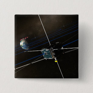 Bóton Quadrado 5.08cm A nave espacial de cinco THEMIS na órbita