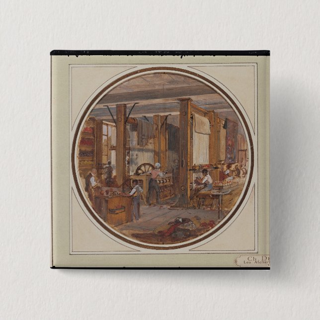 Bóton Quadrado 5.08cm A oficina dos Gobelins, 1840 (Frente)