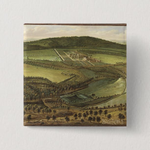 Bóton Quadrado 5.08cm A perspectiva norte do Hampton Court, c.1699 (óle