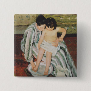 Bóton Quadrado 5.08cm A Pintura do Banho de Mary Cassatt Child