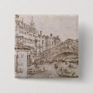 Bóton Quadrado 5.08cm A ponte de Rialto, Veneza