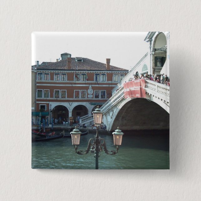 Bóton Quadrado 5.08cm A ponte de Rialto, Veneza (Frente)