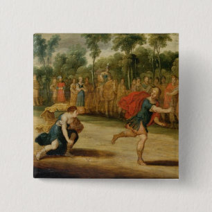 Bóton Quadrado 5.08cm A raça de Atalanta e de Hippomenes (óleo no