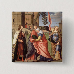 Bóton Quadrado 5.08cm A reunião no Golden Gate com santos, 1515 (