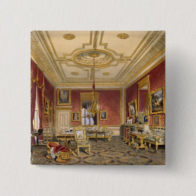 Bóton Quadrado 5.08cm A sala de estar privada da rainha, castelo de (Frente)