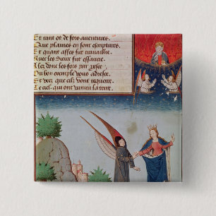 Bóton Quadrado 5.08cm A senhora Filosofia conduz Boethius em vôo