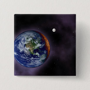 Bóton Quadrado 5.08cm A terra mostrada nas bordas exteriores