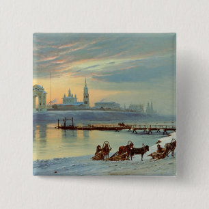 Bóton Quadrado 5.08cm A terraplenagem de Angara em Irkutsk, 1886
